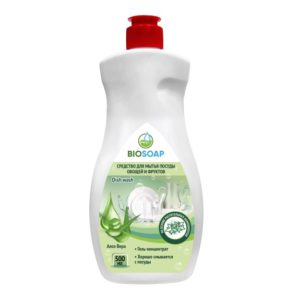 BIOSOAP СРЕДСТВО ДЛЯ МЫТЬЯ ПОСУДЫ, ОВОЩЕЙ И ФРУКТОВ (АЛОЭ ВЕРА), 500 мл