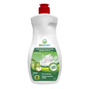 BIOSOAP СРЕДСТВО ДЛЯ МЫТЬЯ ПОСУДЫ, ОВОЩЕЙ И ФРУКТОВ (ЯБЛОКО), 500 мл
