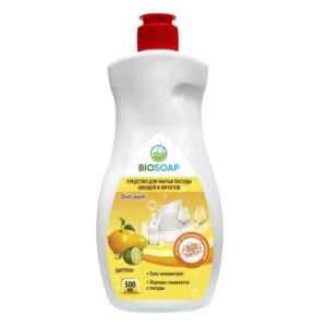 BIOSOAP СРЕДСТВО ДЛЯ МЫТЬЯ ПОСУДЫ, ОВОЩЕЙ И ФРУКТОВ (ЦИТРОН), 500 мл