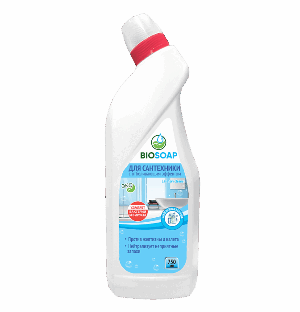 BIOSOAP Средство для сантехники с отбеливающим эффектом, 750 мл.