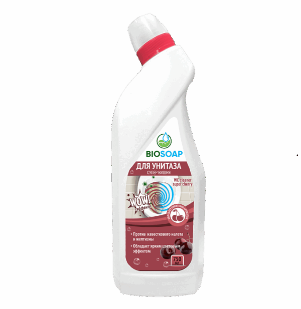 BIOSOAP Средство для чистки унитаза (Супер вишня), 750 мл.